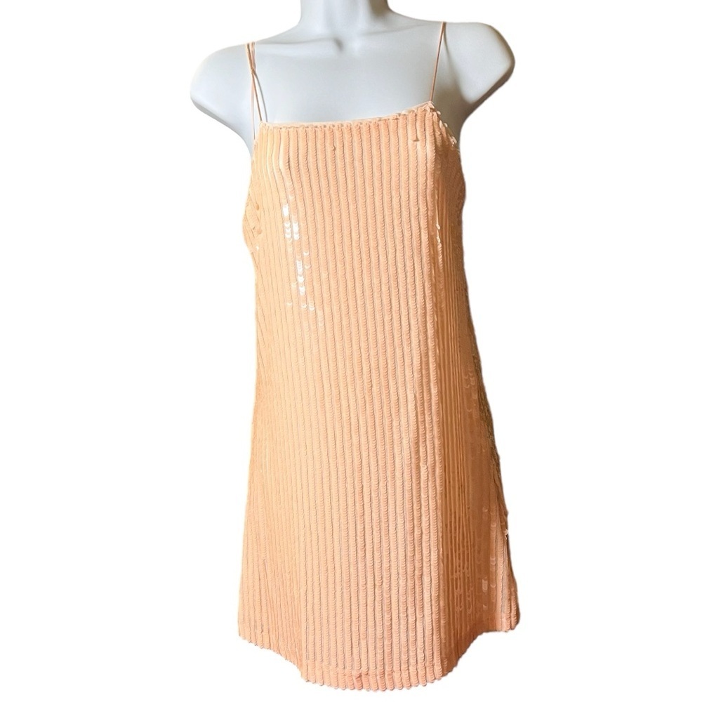 Mango MNG Short sequin dress size 2 New with tags color peach - Picture 3 of 5